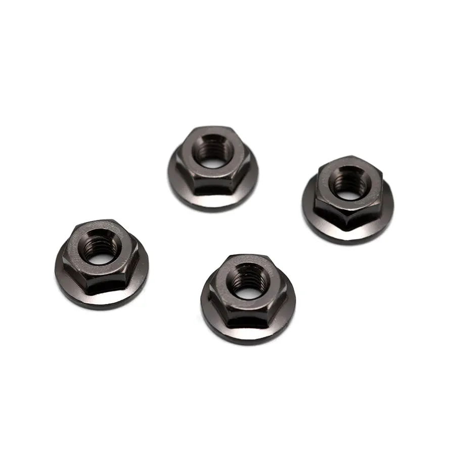 Yokomo M4 Alum. Serrated Flange Nuts - Black 1