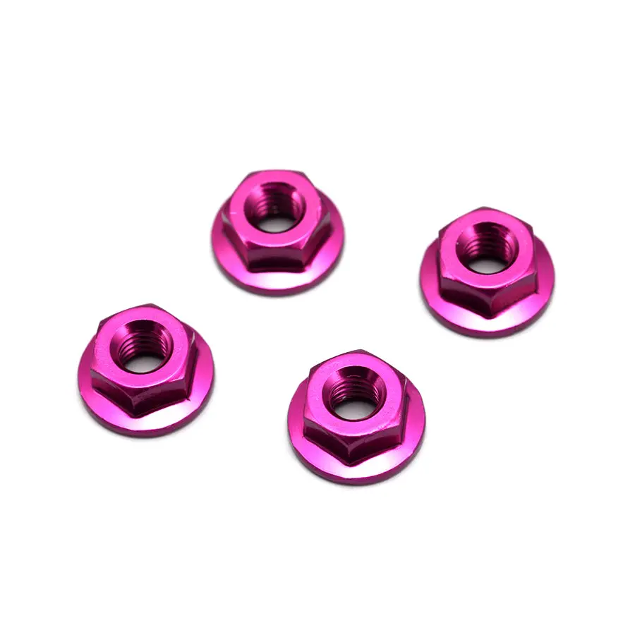 Yokomo M4 Alum. Serrated Flange Nuts - Purple 1