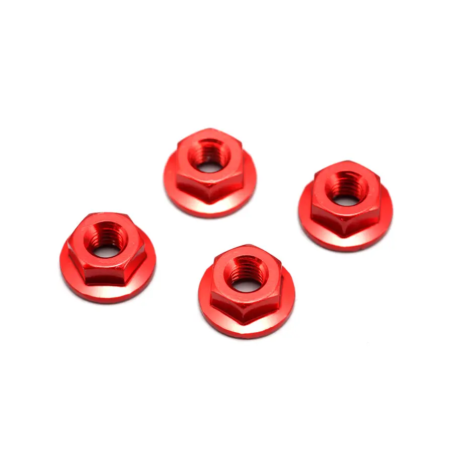 Yokomo M4 Alum. Serrated Flange Nuts - Red 1