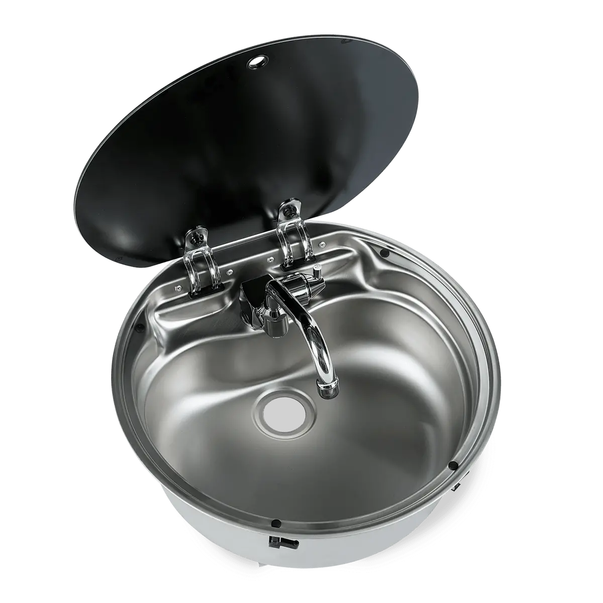 Round Stainless Steel Sink With Glass Lid 1