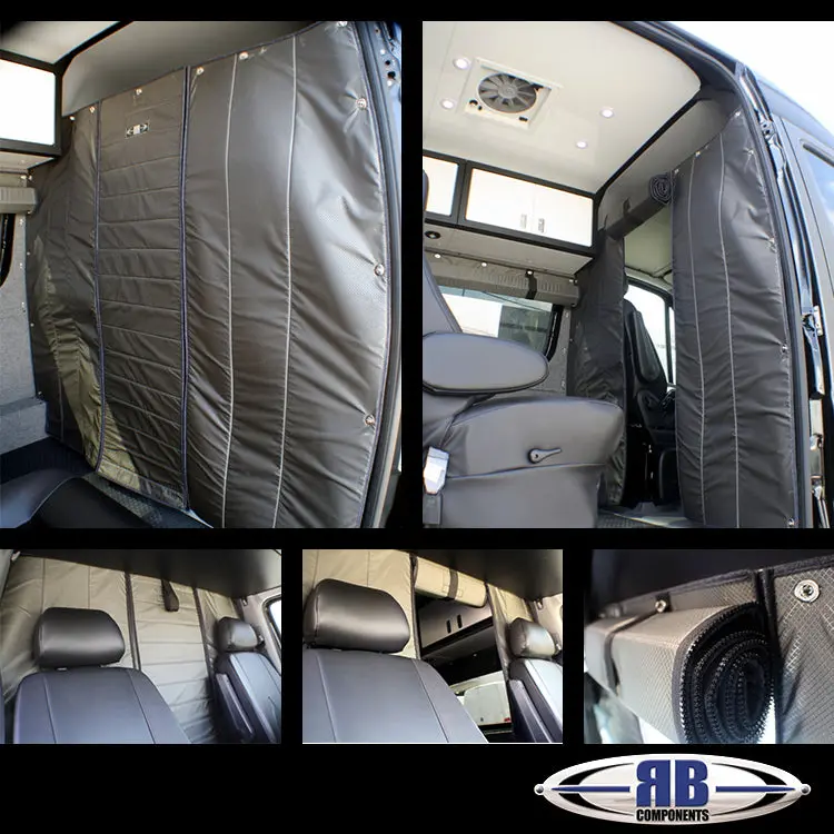 07+ Sprinter Van Fabric - Headliner Shelf Fabric Partition With 18" Center 1