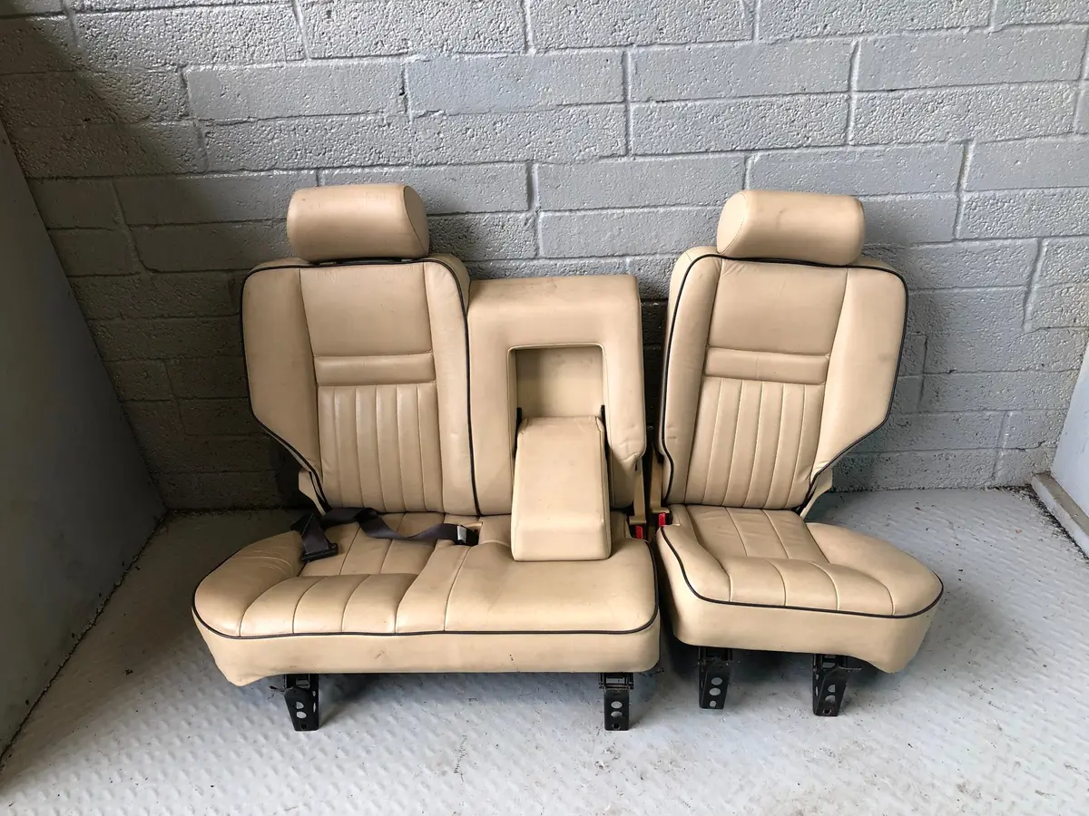 Range Rover P38 Seats Rear Set In Lightstone Leather 2Nd Row 1994 To 2002 1