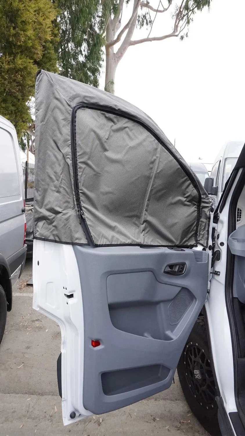 2014+ Ford Transit Fabric - Front Door Window Shade / Bug Net Set 2