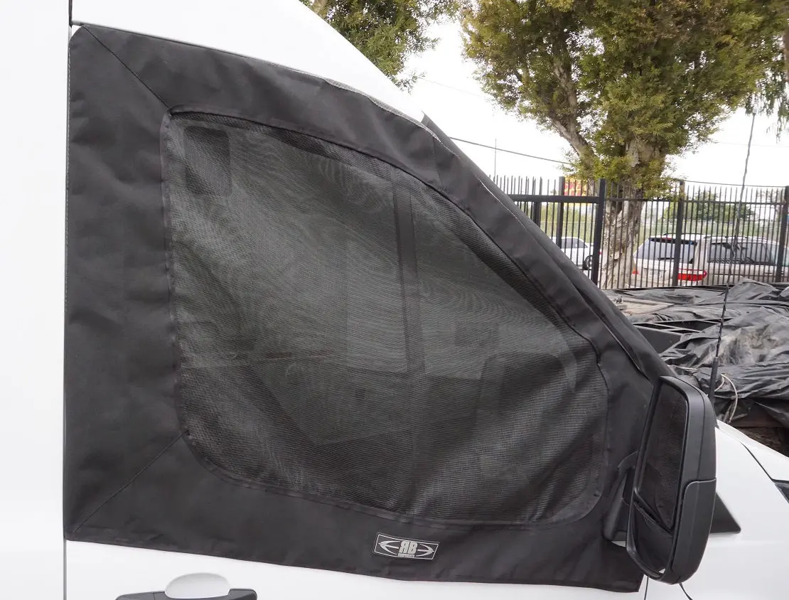 2014+ Ford Transit Fabric - Front Door Window Shade / Bug Net Set 1